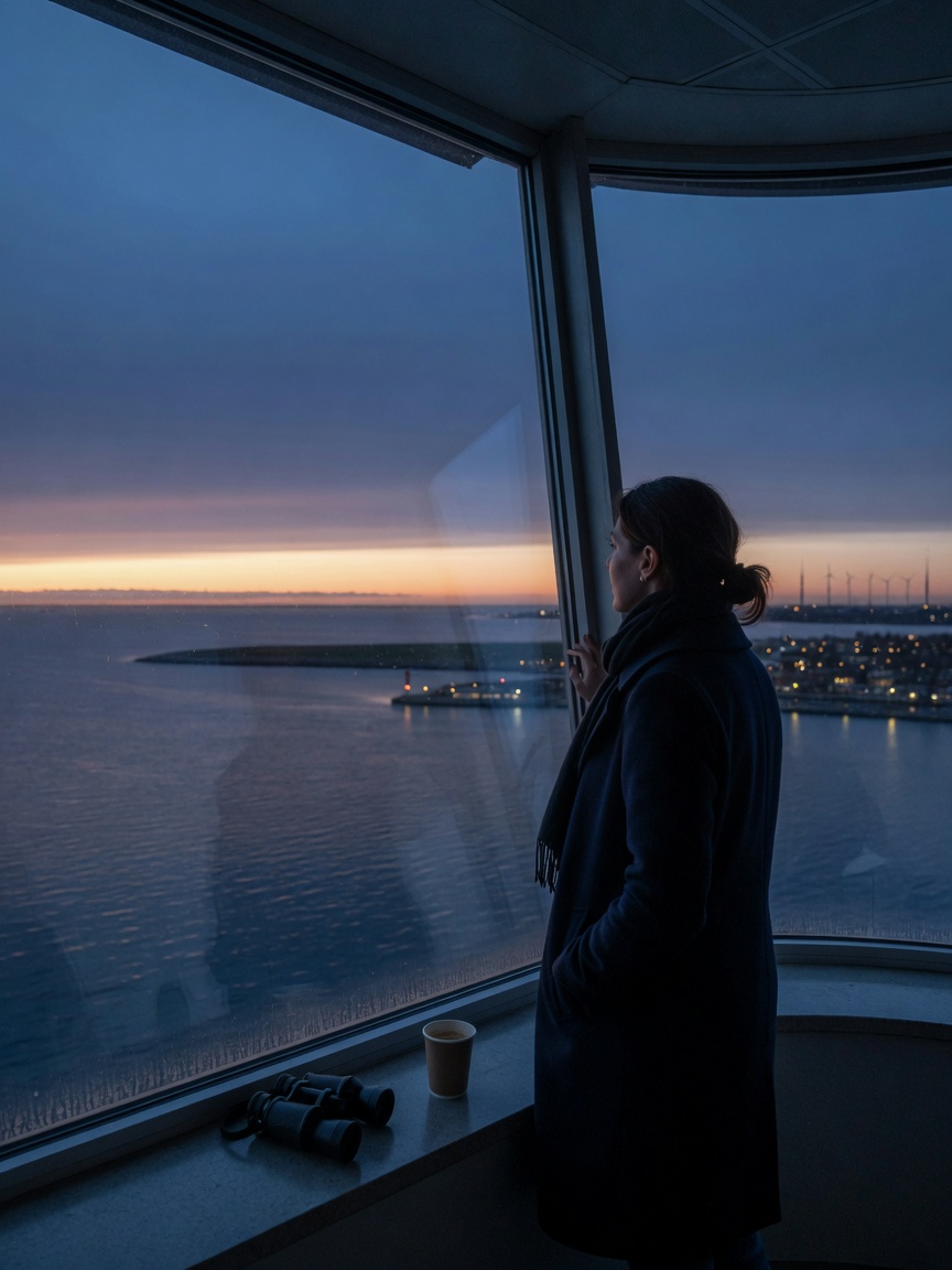 Forecaster at a dusk observatory window